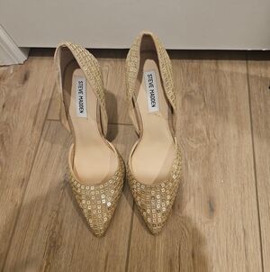 Steve Madden Gold Rhinestone D'Orsay Pointed-Toe Pumps